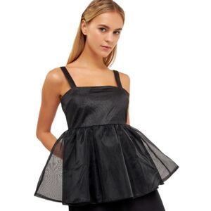 English Factory Sleeveless Black Peplum Tank Top - Women's L - New with Tags